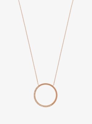 Pav&eacute; Rose Gold-Tone Pendant Necklace