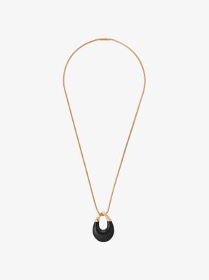 Gold-Tone Black Pendant Necklace