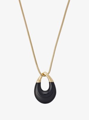 Gold-Tone Black Pendant Necklace