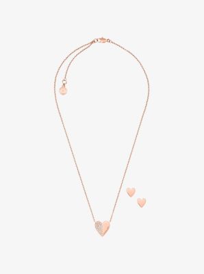 Michael kors rose gold heart online necklace