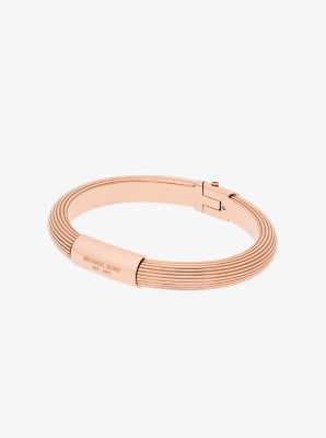 Michael Kors Rose Gold-Tone Logo Plaque Bangle Bracelet in