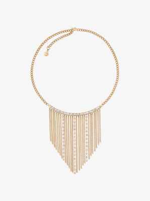 Collier à franges de chaîne avec perle baroque bouton blanc