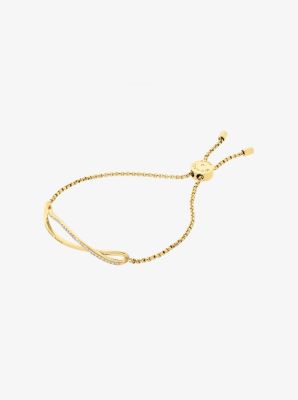 Pav&eacute; Gold-Tone Wave Slider Bracelet