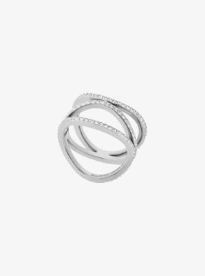 Michael kors pavé on sale silver tone ring