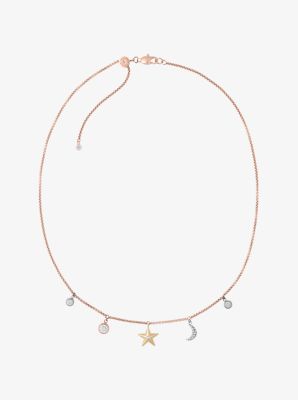 Rose Gold-Tone Celestial Charm Necklace