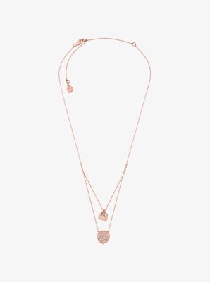 Pav&eacute; Rose Gold-Tone Pendant Necklace