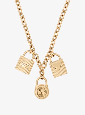 Michael kors gold clearance padlock necklace