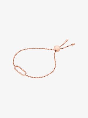 Pav&eacute; Rose Gold-Tone Slider Bracelet