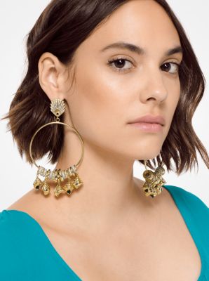 Gold-Tone Shell Hoop Earrings