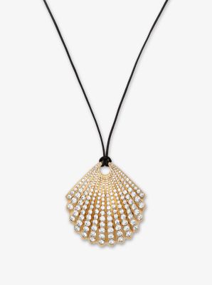 Gold-Tone Pav&eacute; Seashell Necklace
