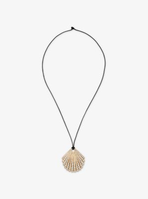 Gold-Tone Pav&eacute; Seashell Necklace