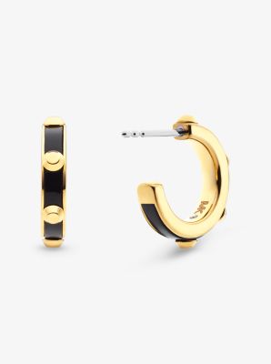 Aros de acetato chapados en oro con tachuelas