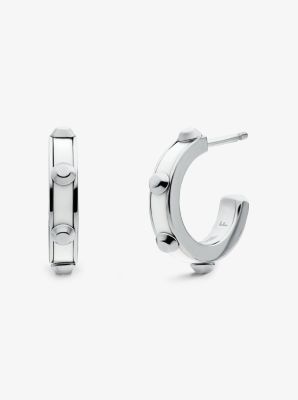 Studded Stainless Steel and Acetate Hoop Earrings