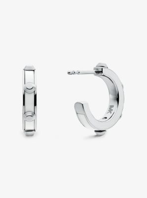 Studded Stainless Steel and Acetate Hoop Earrings