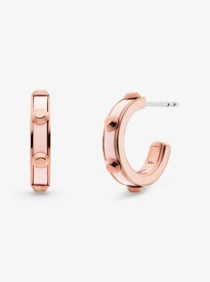 Studded Rose Gold-Plated and Acetate Hoop Earrings | Michael Kors