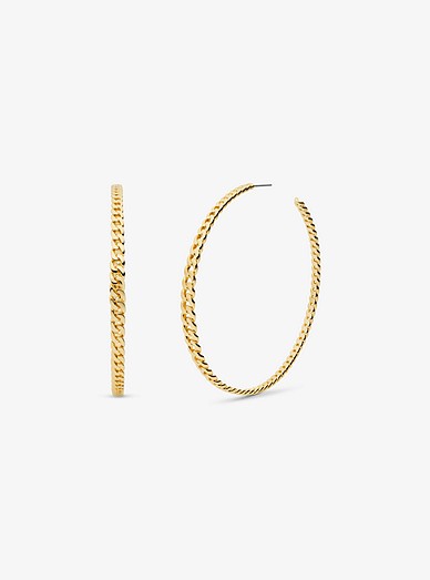 14k Gold-plated Brass Curb Link Hoop Earrings | Michael Kors