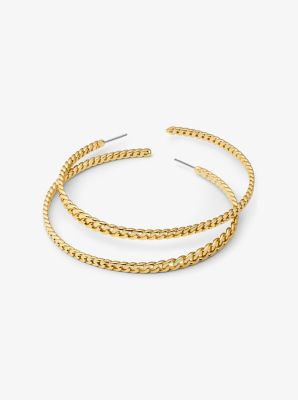 Precious Metal-Plated Brass Curb Link Hoop Earrings | Michael Kors