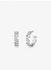 Grands anneaux d'oreilles en laiton à placage en métal précieux à logo et à pavé image number 0