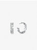 Grands anneaux d'oreilles en laiton à placage en métal précieux à logo et à pavé image number 1