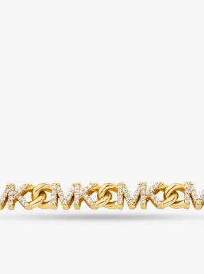 Precious Metal-Plated Brass Pavé Logo Chain Necklace image number 1