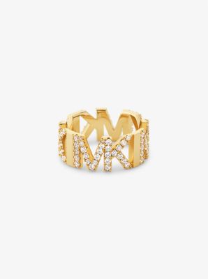 Precious Metal-Plated Brass Pavé Logo Ring image number 1