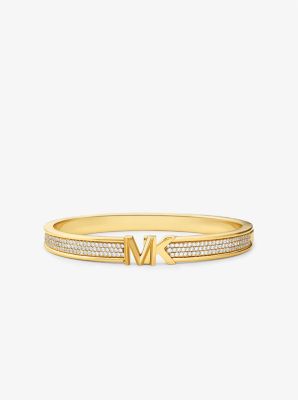 Precious Metal-Plated Brass Pavé Logo Bangle | Michael Kors