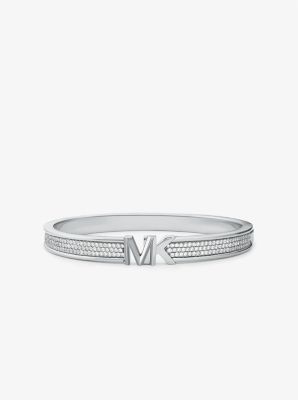 Precious Metal-Plated Brass Pavé Logo Bangle image number 0