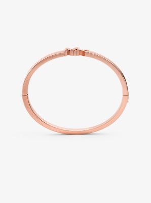 Precious Metal-Plated Brass Pavé Logo Bangle