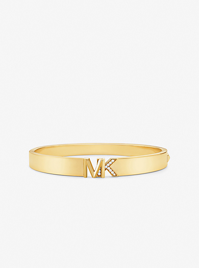 Michael Kors Srebrny pier\u015bcionek \u201e14K Gold-Plated MK Logo Band Ring Gold\u201c Biżuteria Pierścionki Srebrne pierścionki 