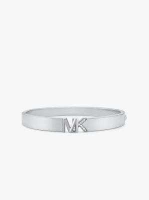 Precious Metal-Plated Brass Pavé Logo Bangle | Michael Kors