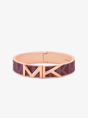 Michael Kors Rose Gold-Tone Logo Plaque Bangle Bracelet in