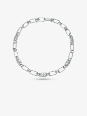 Louis Vuitton Silver Button on Sterling Silver Link Chain Bracelet