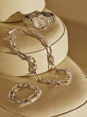 Collar de cadena de eslabones de latón con chapado en metal precioso image number 2