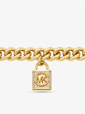 Essentials Collana A Maglie Con Pavé Dorato - Argento Sterling Placcato Rodio, Regolabile 41-46 Cm