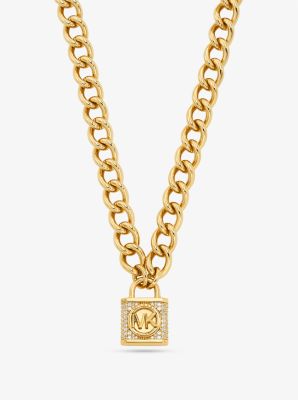 Michael Kors Women's Pave Lock Chain Necklace