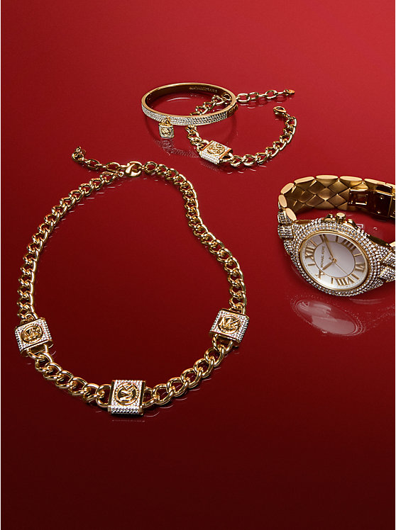 Precious Metal-Plated Brass Pavé Lock Curb Link Bracelet image number 1