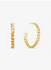Precious Metal-Plated Brass Curb Link Hoop Earrings image number 0