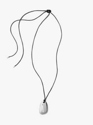 Precious Metal-Plated Brass and Nylon Pebble Necklace in SILVER | Michael Kors