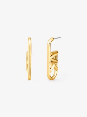 Precious Metal-Plated Brass Empire Logo Earrings image number 0