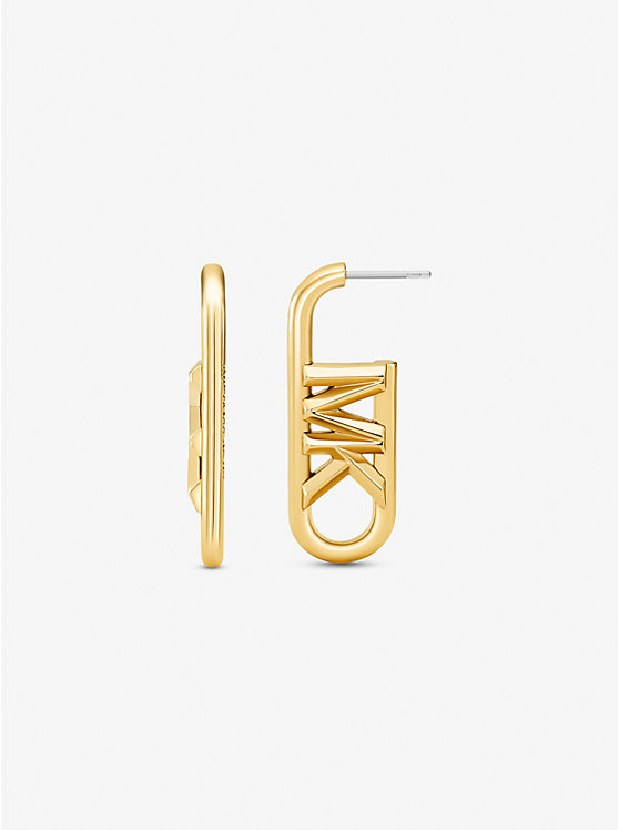 Precious Metal-Plated Brass Empire Logo Earrings image number 1