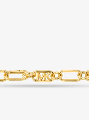 Collar de cadena de eslabones doble de latón con chapado en metal precioso y logotipo imperio image number 1