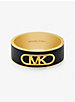 Precious Metal-Plated Brass and Crocodile Embossed Empire Logo Bangle image number 0