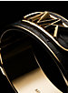 Precious Metal-Plated Brass and Crocodile Embossed Empire Logo Bangle image number 2
