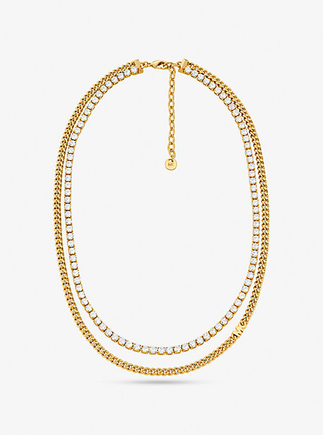 Pavé Precious Metal Plated Brass Tennis Necklace | Michael Pavé Precious Metal Plated Brass Tennis Necklace | Michael
