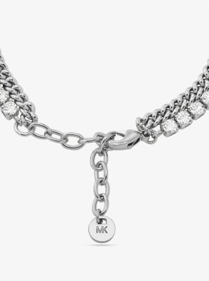 Bracelet tennis à chaîne double en laiton plaqué en métal précieux image number 1