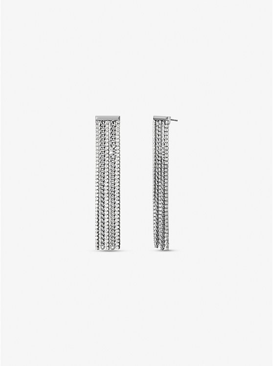 Precious Metal-Plated Brass Pavé Chain Drop Earrings image number 0