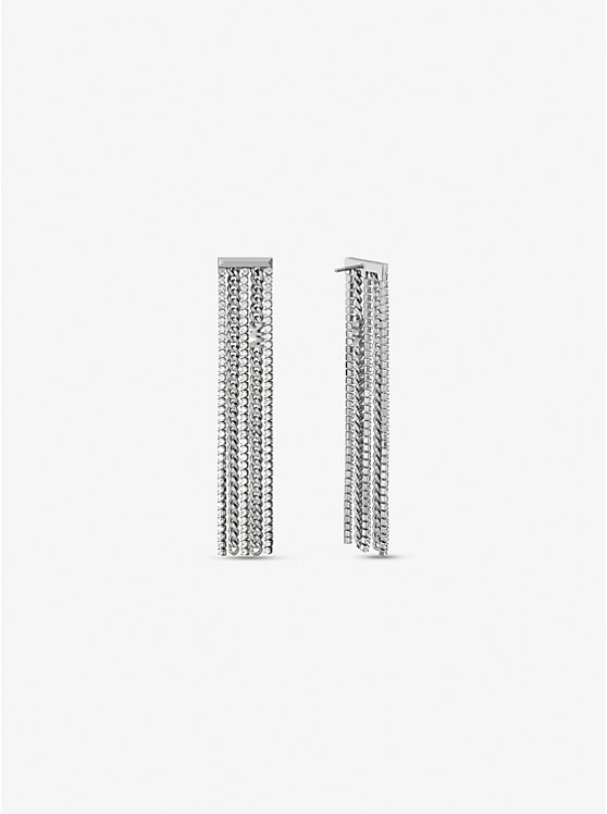 Precious Metal-Plated Brass Pavé Chain Drop Earrings image number 1