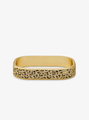 Michael Kors Precious Metal-Plated Brass and Enamel Leopard Pavé Bangle