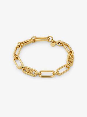 Precious Metal-Plated Brass Empire Logo Chain Link Bracelet image number 0