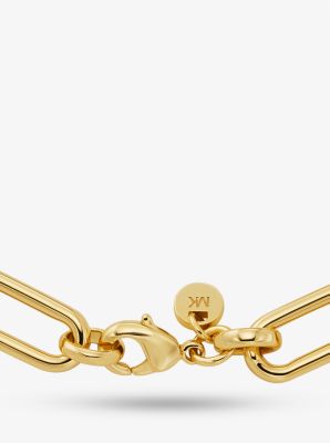 Bracciale con maglie a catena e logo Empire in ottone con placcatura in metallo prezioso image number 1